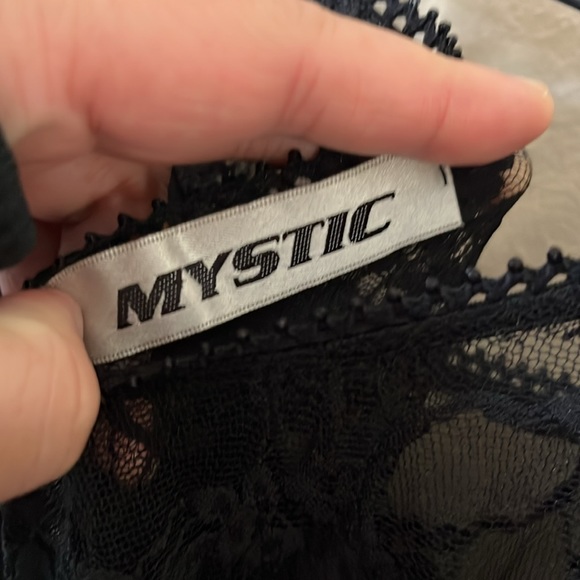 Mystic Black Body-con Sleeveless Lace Drape Ruched Clubbing Dress S - Picture 7 of 8